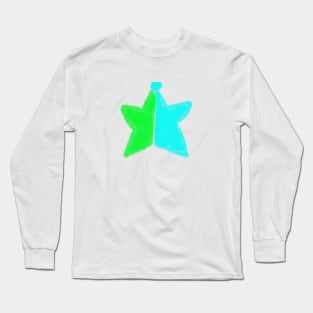 green blue star watercolor design Long Sleeve T-Shirt